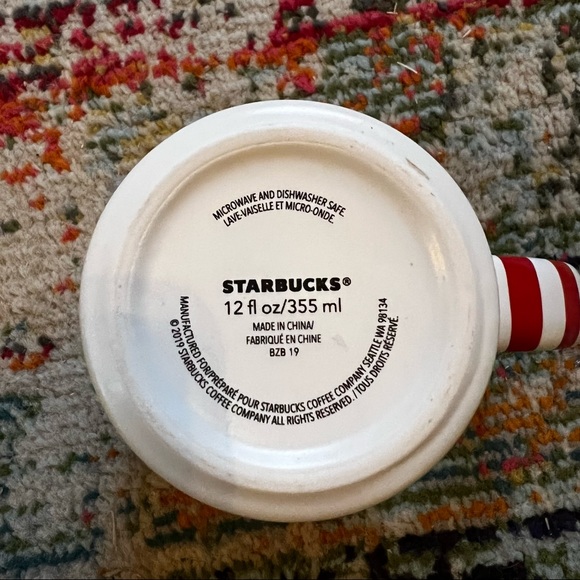 Starbucks 2019 Holiday Christmas Candy Cane Ceramic Cup Mug 12 oz - Picture 4 of 5